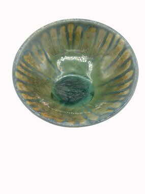 Edgecomb Potters Crystalline Studio Pottery Trinket Dish / Bowl 4 in Blue Green